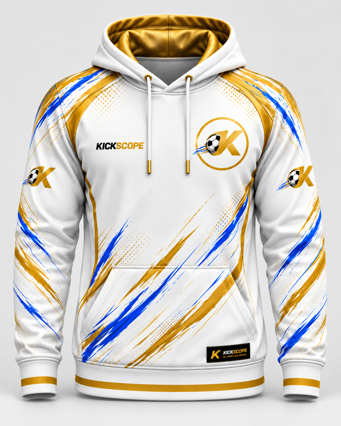 KickScope Sportswear Hoodie | Wei?-Gold ? Vorderansicht