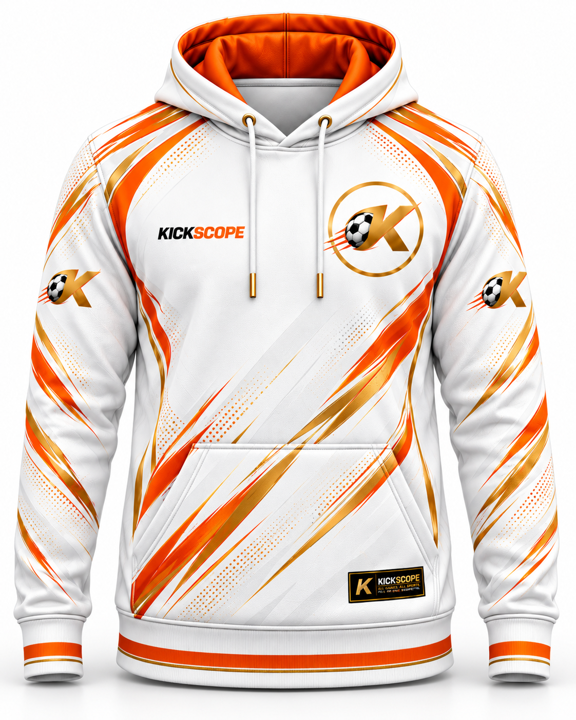 KickScope Sportswear Hoodie | Wei?-Orange ? Vorderansicht