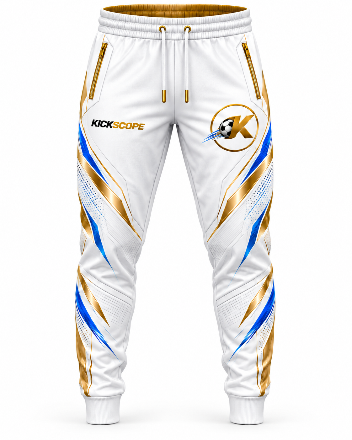 KickScope Trainingshose | Wei?-Gold ? Vorderansicht