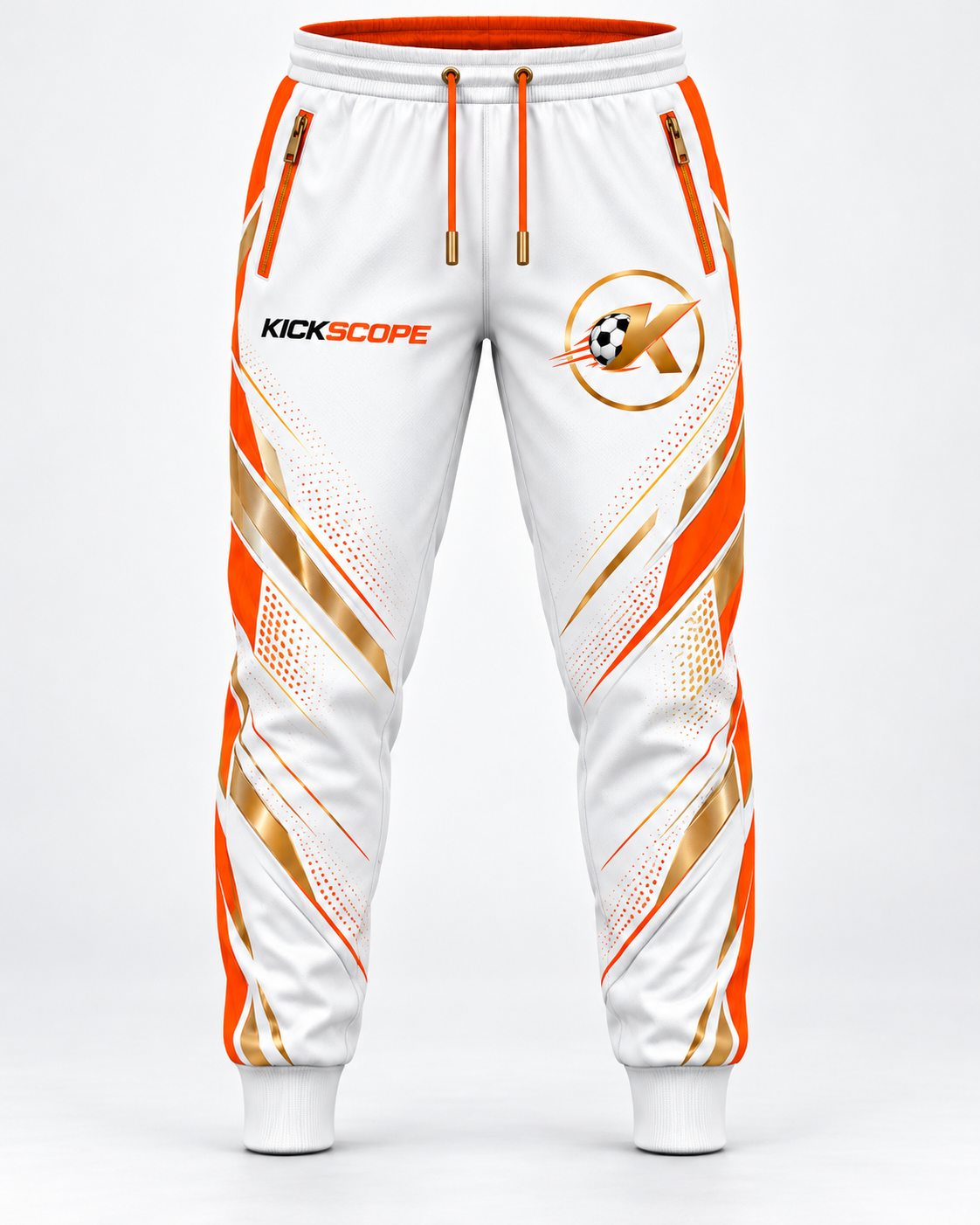KickScope Trainingshose | Wei?-Orange ? Vorderansicht